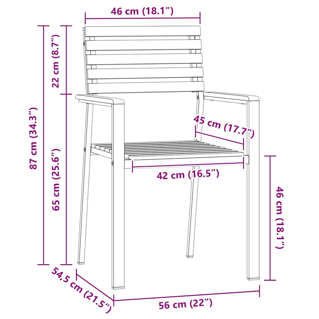 Gartenstuhl 2 pcs Braun 56 x 54,5 x 87cm Massivholz Akazie